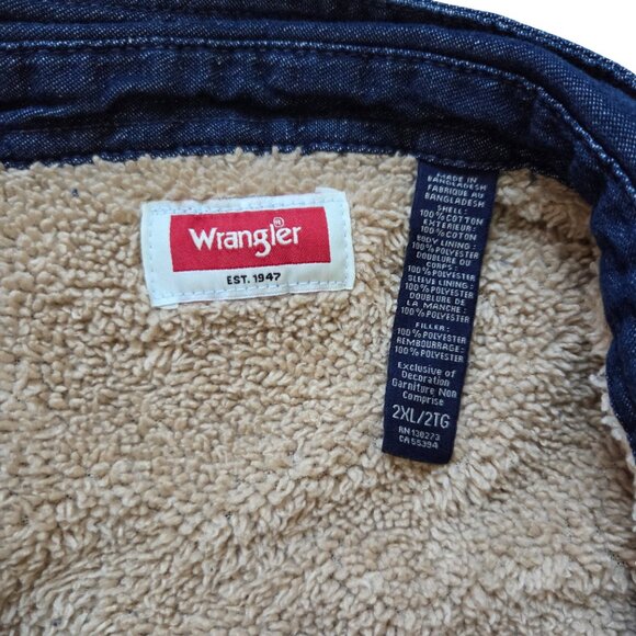 Wrangler Sherpa Lined Jacket Men's 2XL Faux Denim 100% Cotton Western Wear Chore - Picture 5 of 8